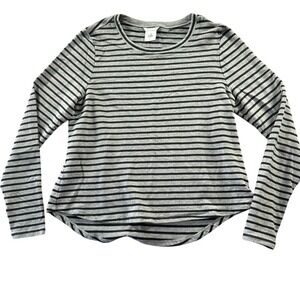 Cabi Size Large Grey Black Striped Modal Blend Long Sleeve Casual Shirt